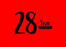 28 ans anniversaire fête logo sur rouge arrière-plan, 28 nombre logo conception, 28e anniversaire logo, logotype anniversaire, vecteur anniversaire pour fête, affiche, invitation carte