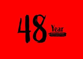48 ans anniversaire fête logo sur rouge arrière-plan, 48 nombre logo conception, 48ème anniversaire logo, logotype anniversaire, vecteur anniversaire pour fête, affiche, invitation carte