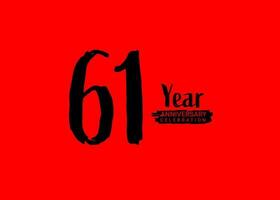 61 ans anniversaire fête logo sur rouge arrière-plan, 61 nombre logo conception, 61ème anniversaire logo, logotype anniversaire, vecteur anniversaire pour fête, affiche, invitation carte