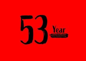 53 ans anniversaire fête logo sur rouge arrière-plan, 53 nombre logo conception, 53e anniversaire logo, logotype anniversaire, vecteur anniversaire pour fête, affiche, invitation carte