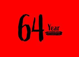 64 ans anniversaire fête logo sur rouge arrière-plan, 64 nombre logo conception, 64ème anniversaire logo, logotype anniversaire, vecteur anniversaire pour fête, affiche, invitation carte