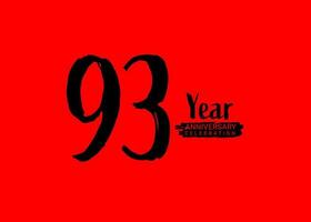 93 ans anniversaire fête logo sur rouge arrière-plan, 93 nombre logo conception, 93e anniversaire logo, logotype anniversaire, vecteur anniversaire pour fête, affiche, invitation carte