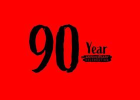 90 ans anniversaire fête logo sur rouge arrière-plan, 90 nombre logo conception, 90e anniversaire logo, logotype anniversaire, vecteur anniversaire pour fête, affiche, invitation carte