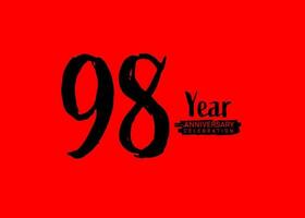 98 ans anniversaire fête logo sur rouge arrière-plan, 98 nombre logo conception, 98e anniversaire logo, logotype anniversaire, vecteur anniversaire pour fête, affiche, invitation carte