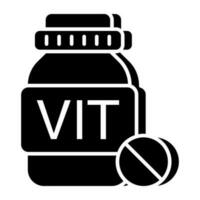 une icône de conception unique de bouteille de pilules vecteur