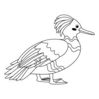 mignon, dessin animé canard oiseau. ligne art. vecteur