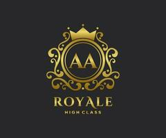 d'or lettre aa modèle logo luxe or lettre avec couronne. monogramme alphabet . magnifique Royal initiales lettre. vecteur