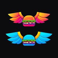 illustration de logo de style dégradé coloré burger volant vecteur