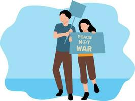 garçon et fille protester pour paix. vecteur