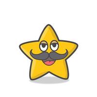 mascotte de personnage étoile mignon dessin animé plat émoticône vector illustration de conception