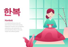 Lady In Hanbok personnage de dessin animé vecteur