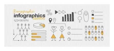 griffonnages pour démographique infographies. pour statistiques, affaires et présentations vecteur