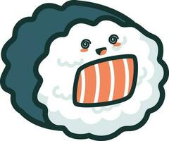 mignonne Sushi illustration, vecteur, personnage, thon, fruit de mer, sashimis, kawaii vecteur