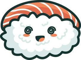 mignonne Sushi illustration, vecteur, personnage, thon, fruit de mer, sashimis, kawaii vecteur