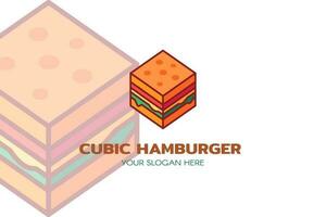 cubique Hamburger logo contour promo symbole vecteur