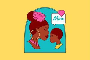 africain maman et enfant plat illustration vecteur