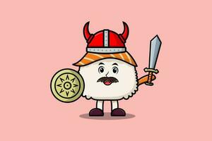 personnage de dessin animé mignon pirate viking sushi vecteur
