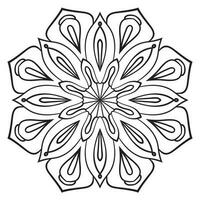 mandala de fleur de contour noir. doodle élément décoratif rond pour cahier de coloriage isolé sur fond blanc. cercle géométrique floral. vecteur