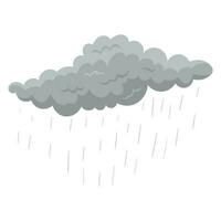 gris des nuages avec pluie. dessin de pluie ou tonnerre nuage isolé sur blanc Contexte. temps, été ou l'automne concept vecteur
