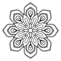 mandala de fleur de contour noir. doodle élément décoratif rond pour cahier de coloriage isolé sur fond blanc. cercle géométrique floral. vecteur