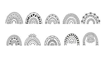 griffonnage arcs en ciel ensemble vecteur