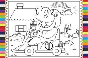 dessin animé animal à colorier pour les enfants vecteur