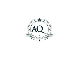 typographique aq féminin couronne logo, unique aq qa cercle lettre logo conception vecteur