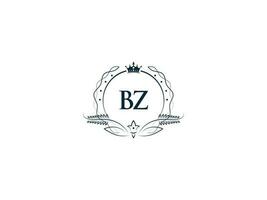 professionnel bz luxe affaires logo, féminin couronne bz zb logo lettre vecteur icône