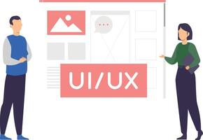 garçon et fille travail sur ux et ui. vecteur