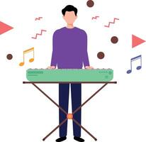 le garçon est en jouant le piano. vecteur