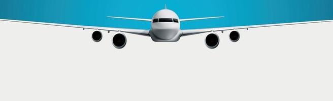 modèle réaliste d'un avion civil sur fond blanc et bleu - vecteur