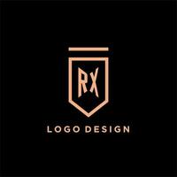 rx monogramme initiale avec bouclier logo conception icône vecteur