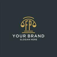 fp initiale avec échelle de Justice logo conception modèle, luxe loi et avocat logo conception des idées vecteur