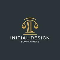 xl initiale avec échelle de Justice logo conception modèle, luxe loi et avocat logo conception des idées vecteur