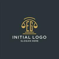 par exemple initiale avec échelle de Justice logo conception modèle, luxe loi et avocat logo conception des idées vecteur