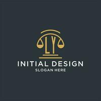 ly initiale avec échelle de Justice logo conception modèle, luxe loi et avocat logo conception des idées vecteur