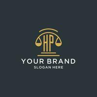 hp initiale avec échelle de Justice logo conception modèle, luxe loi et avocat logo conception des idées vecteur
