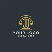 jo initiale avec échelle de Justice logo conception modèle, luxe loi et avocat logo conception des idées vecteur