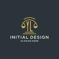 yl initiale avec échelle de Justice logo conception modèle, luxe loi et avocat logo conception des idées vecteur