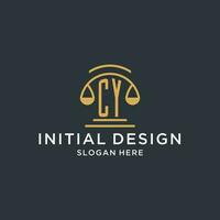 cy initiale avec échelle de Justice logo conception modèle, luxe loi et avocat logo conception des idées vecteur