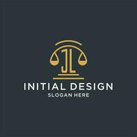 jl initiale avec échelle de Justice logo conception modèle, luxe loi et avocat logo conception des idées vecteur