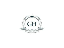 minimal lettre gh logo couronne icône, prime luxe gh hg féminin lettre logo icône vecteur