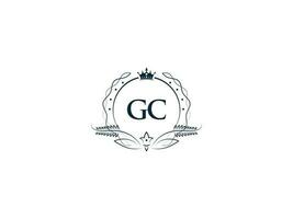 minimal lettre gc logo couronne icône, prime luxe gc cg féminin lettre logo icône vecteur