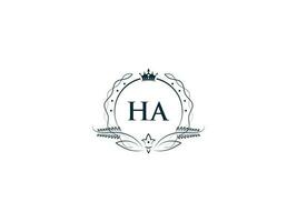 féminin couronne Ha Roi logo, initiale Ha ah logo lettre vecteur art