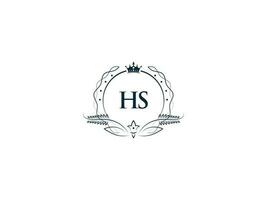 féminin couronne hs Roi logo, initiale hs sh logo lettre vecteur art