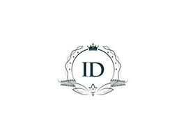 monogramme luxe id logo lettre, Créatif couronne id di féminin entreprise logo vecteur