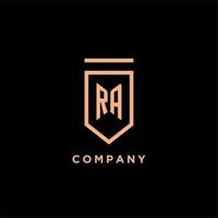 ra monogramme initiale avec bouclier logo conception icône vecteur