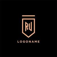 ru monogramme initiale avec bouclier logo conception icône vecteur