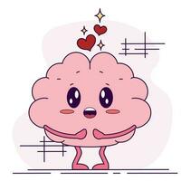 isolé mignonne dans l'amour cerveau dessin animé personnage vecteur illustration