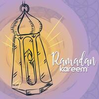 esquisser de un arabe lampe coloré Ramadan kareem vecteur illustration